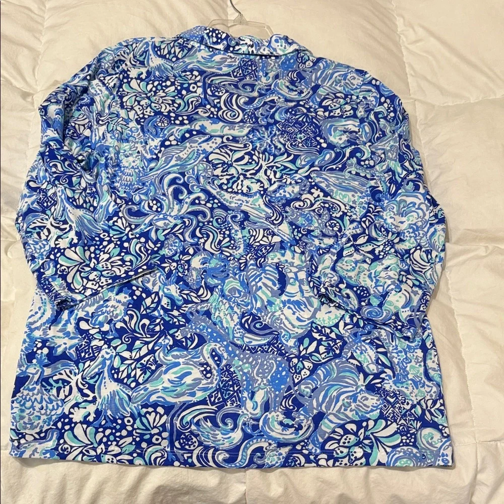 Lilly Pulitzer XL Blue & aqua Animal Print Tunic Top NEW Large 12 14 16 - Picture 11 of 11
